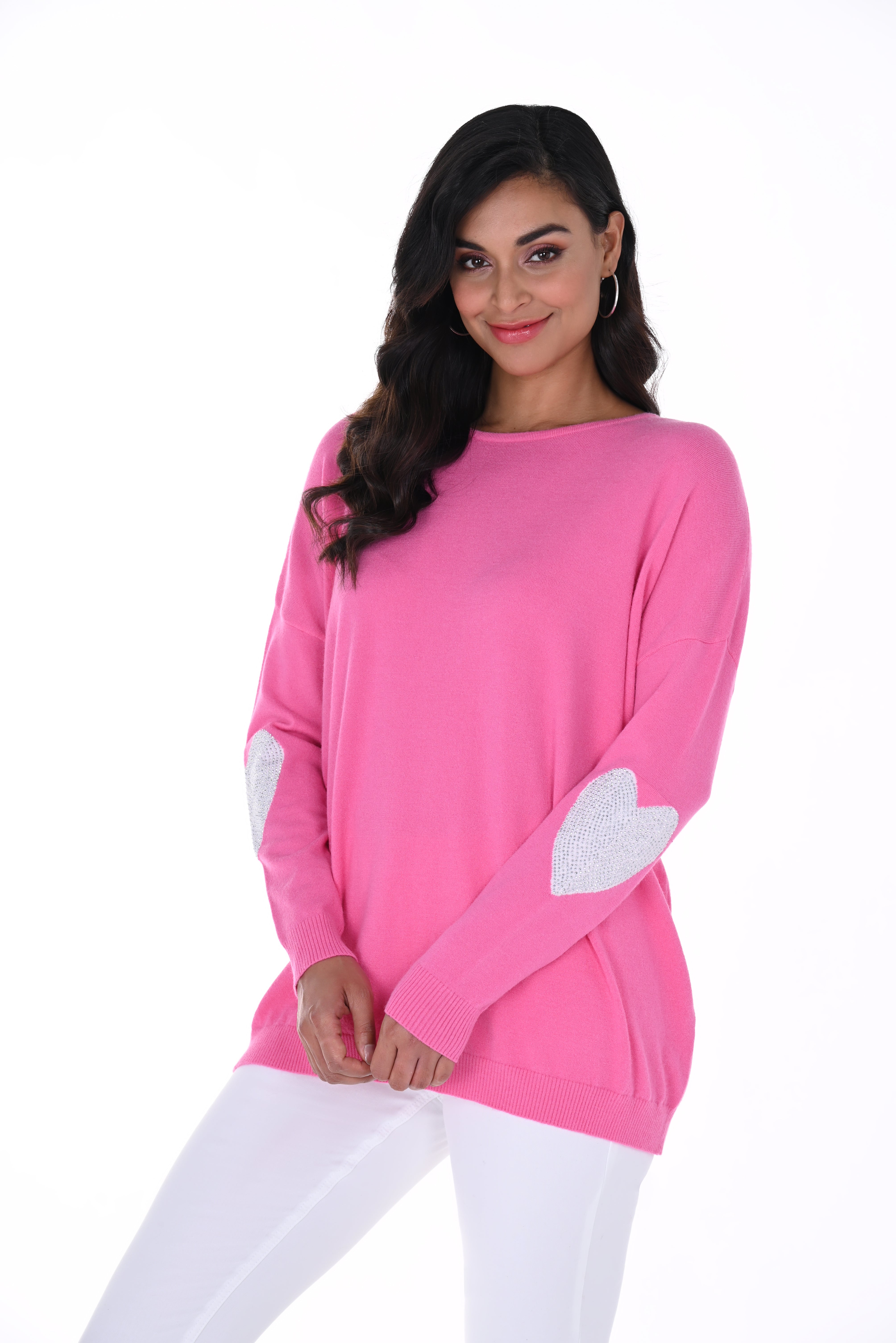 Rhinestone Heart Sleeve Sweater Style 246251U