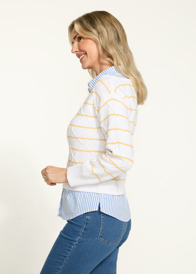 Long Sleeve Mix Media Sweater French Dressing Jeans