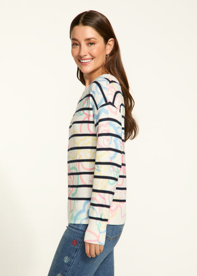 Boat Neck Printed Sweater French Dressing Jeans