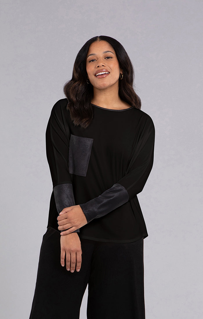 Sympli Nu Cinch Top with Faux Leather 