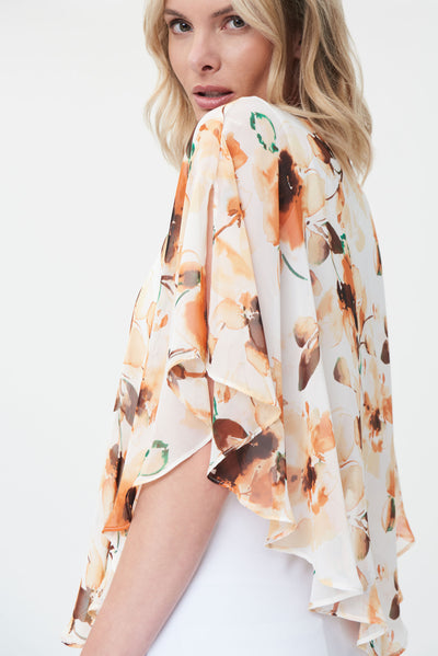 Joseph Ribkoff Floral Print Chiffon Poncho Style 232169 