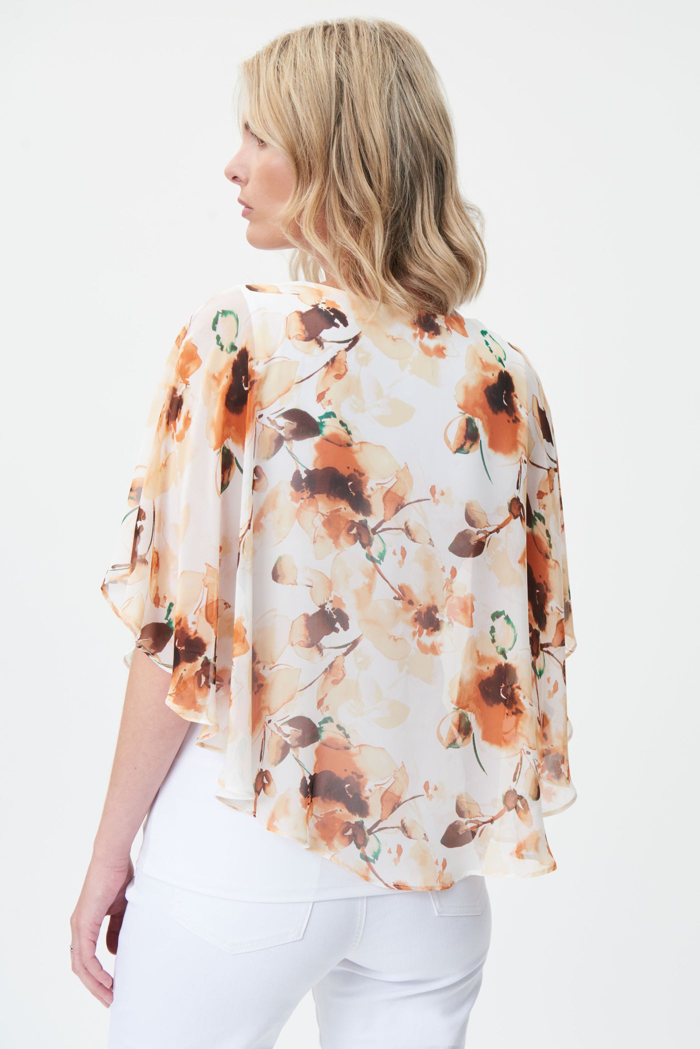 Joseph Ribkoff Floral Print Chiffon Poncho Style 232169 