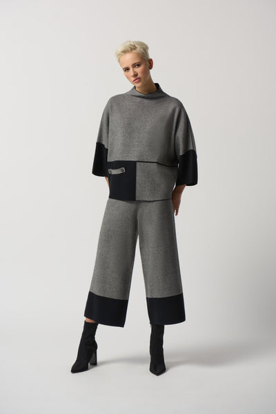 Joseph Ribkoff Colour-Block Funnel Collar Top 