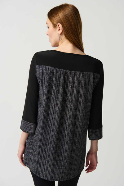 Joseph Ribkoff Lurex Stripe And Silky Knit High-Low Tunic 