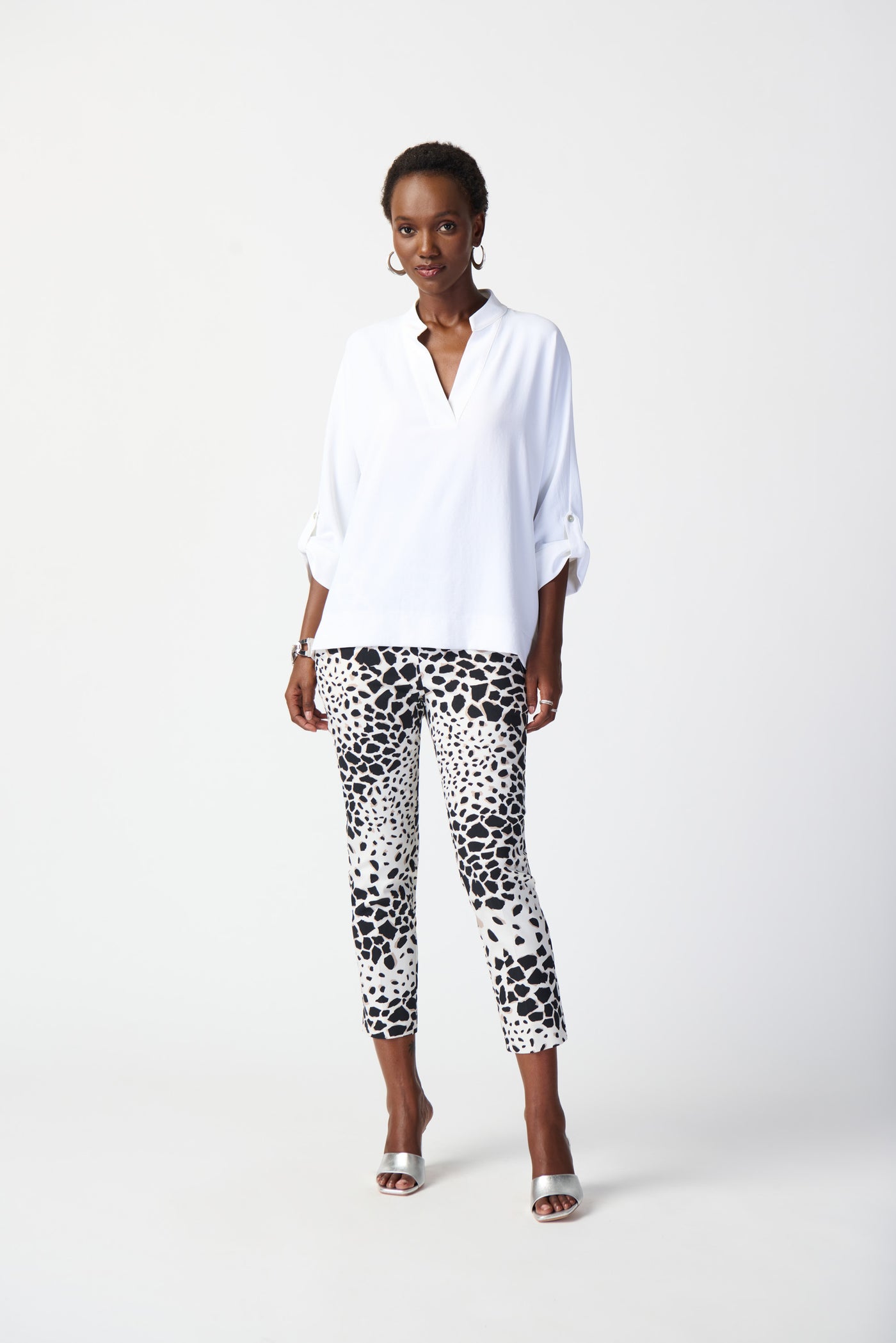 Woven Boxy Top with Dolman Sleeves Joseph Ribkoff