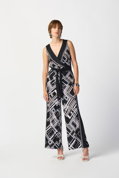 Joseph Ribkoff Geometric Print Silky Knit Wide-Leg Pants 