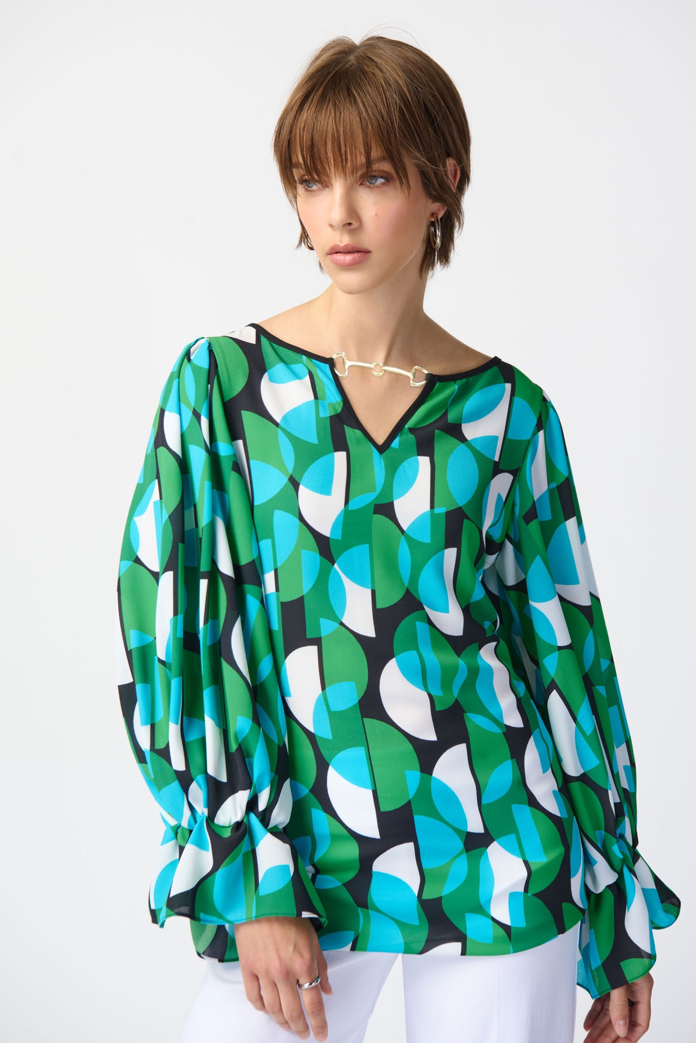 Joseph Ribkoff Geometric Print Georgette Top 