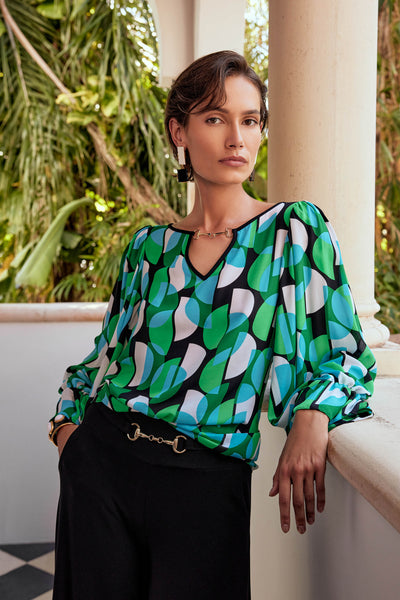 Joseph Ribkoff Geometric Print Georgette Top 