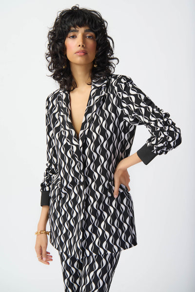 Joseph Ribkoff Geometric Print Silky Knit Blazer 