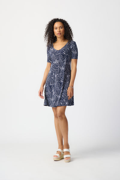 Joseph Ribkoff Abstract Print Puff A-Line Dress 