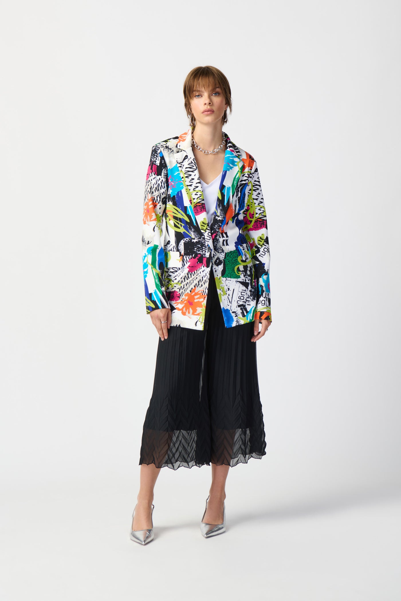 Joseph Ribkoff Abstract Print Silky Knit Blazer 