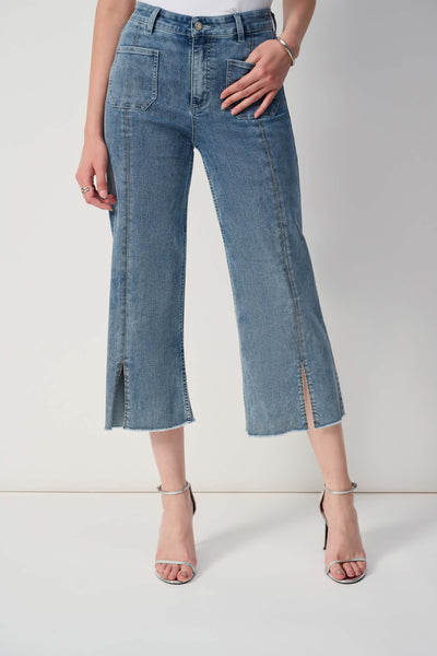 Culotte Jeans With Embellished Front Seam Joseph Ribkoff