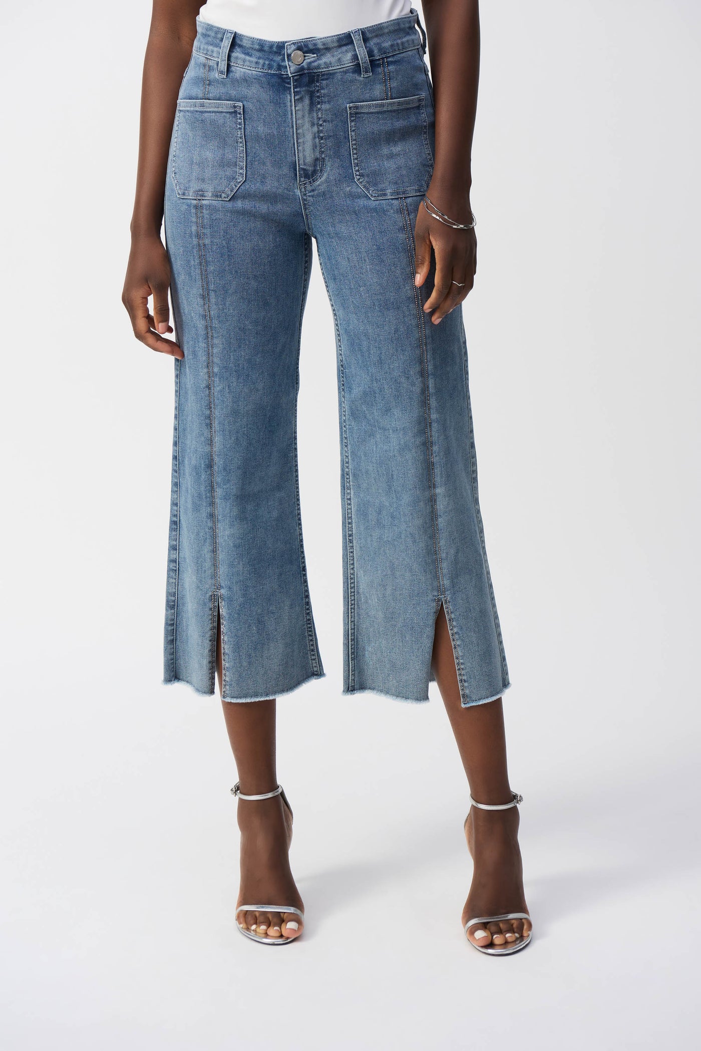 Culotte Jeans With Embellished Front Seam Joseph Ribkoff