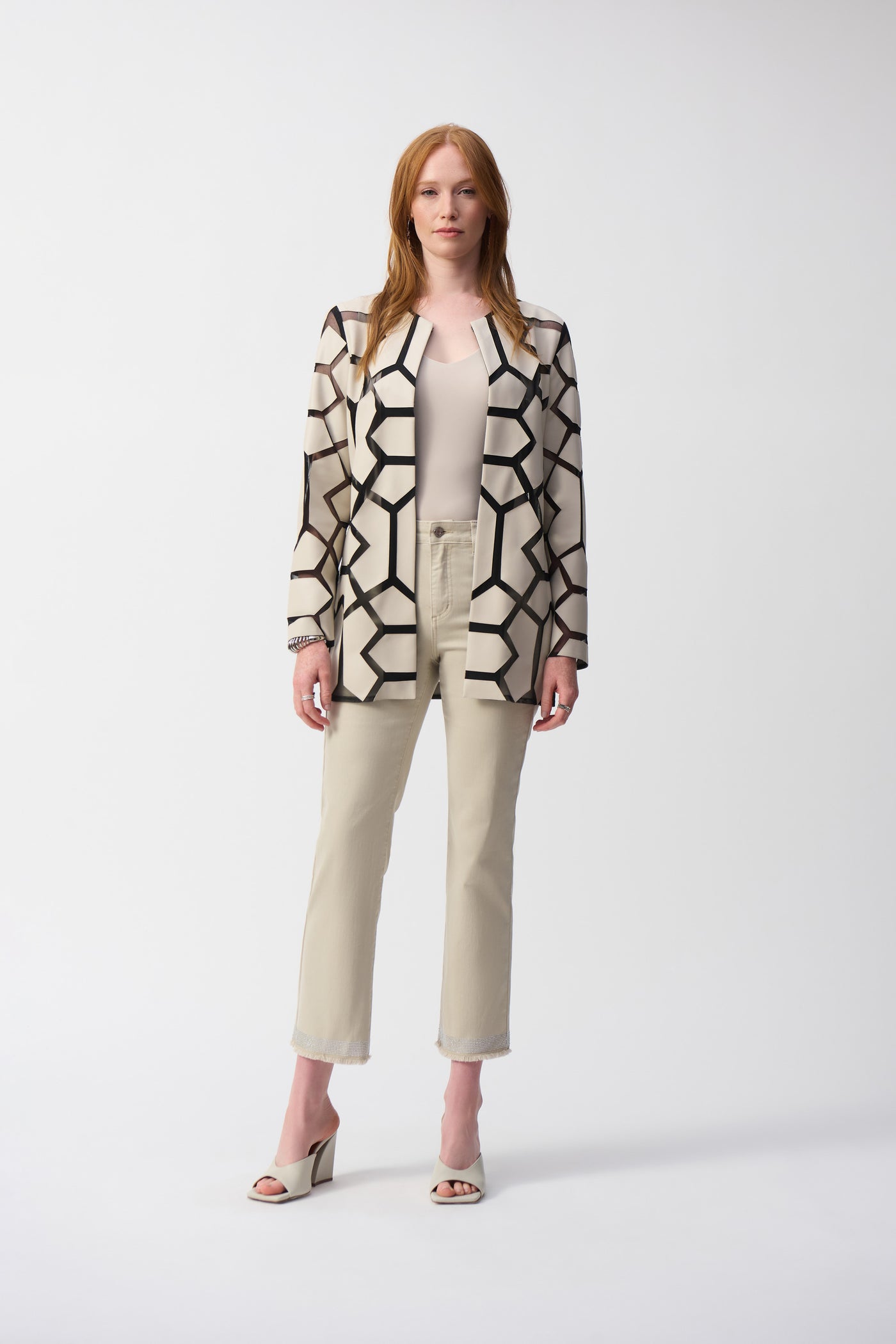 Laser-Cut Leatherette on Mesh Jacket Joseph Ribkoff