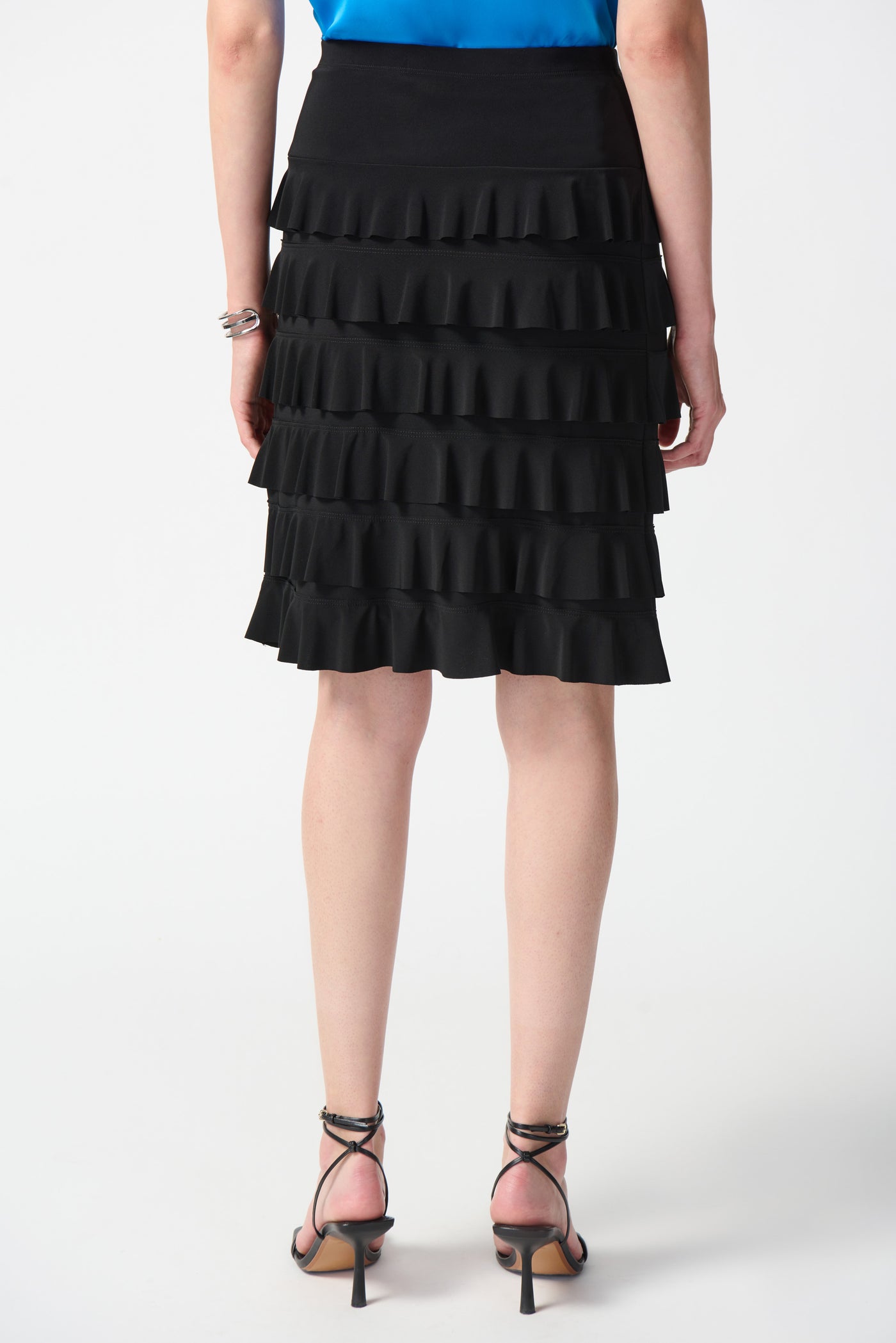 Joseph Ribkoff Silky Knit A-Line Ruffled Skirt 