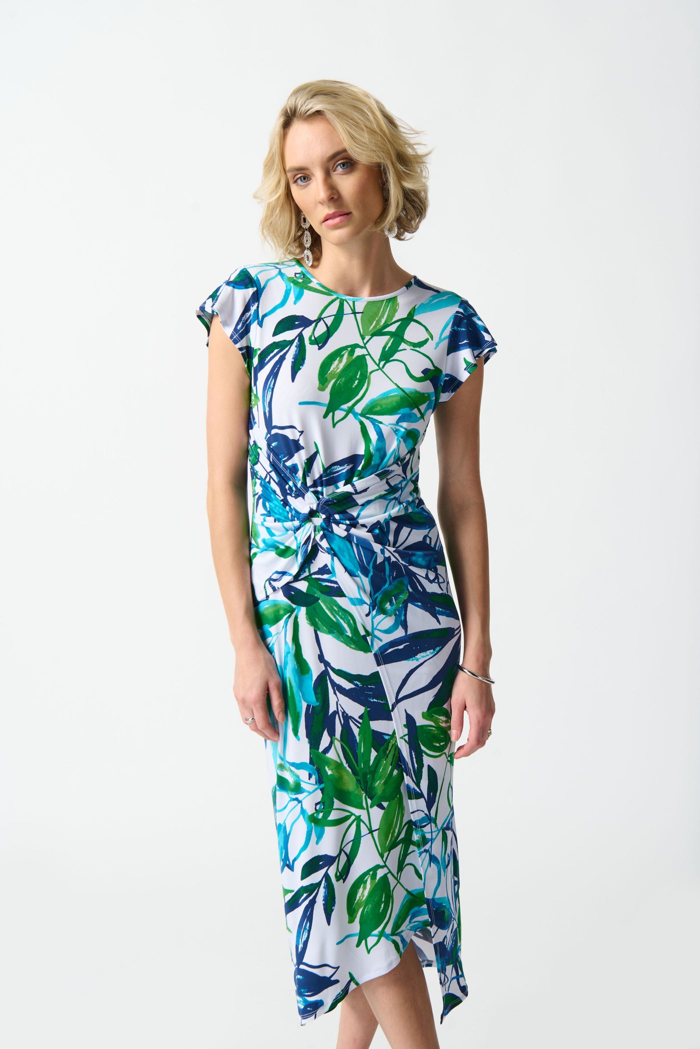 Silky Knit Tropical Print Sheath Dress Joseph Ribkoff