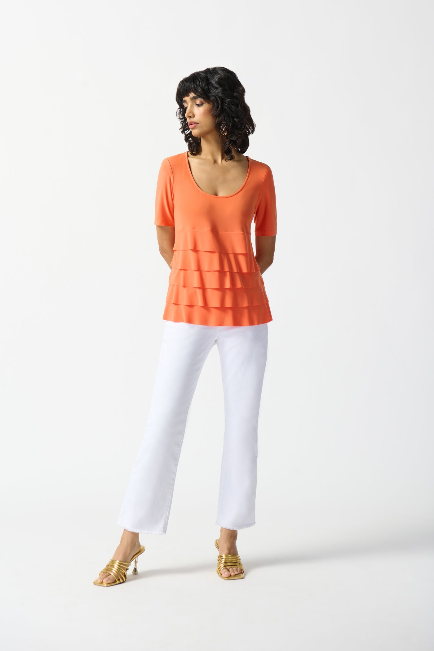 SIlky Knit Flared Ruffle Top Joseph Ribkoff