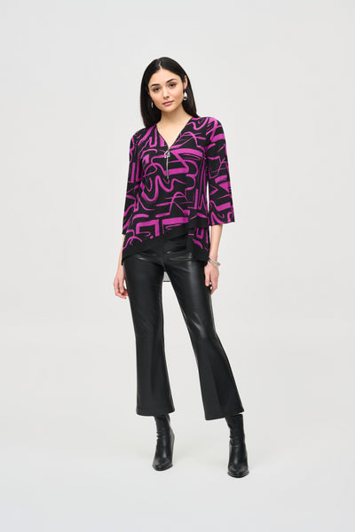 Silky Knit Abstract Print Flared Top Joseph Ribkoff