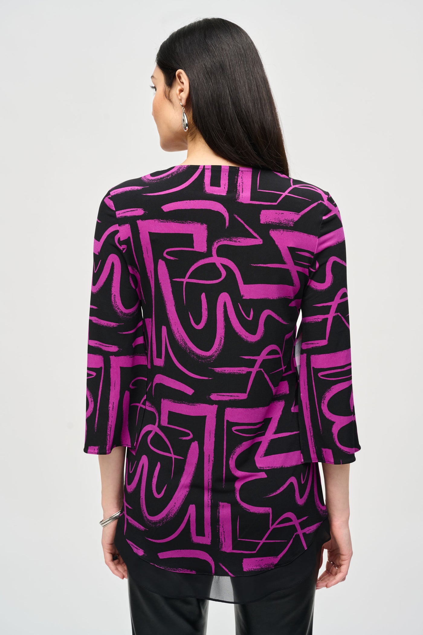 Silky Knit Abstract Print Flared Top Joseph Ribkoff