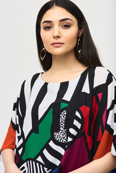 Abstract Print Georgette Poncho Top Joseph Ribkoff