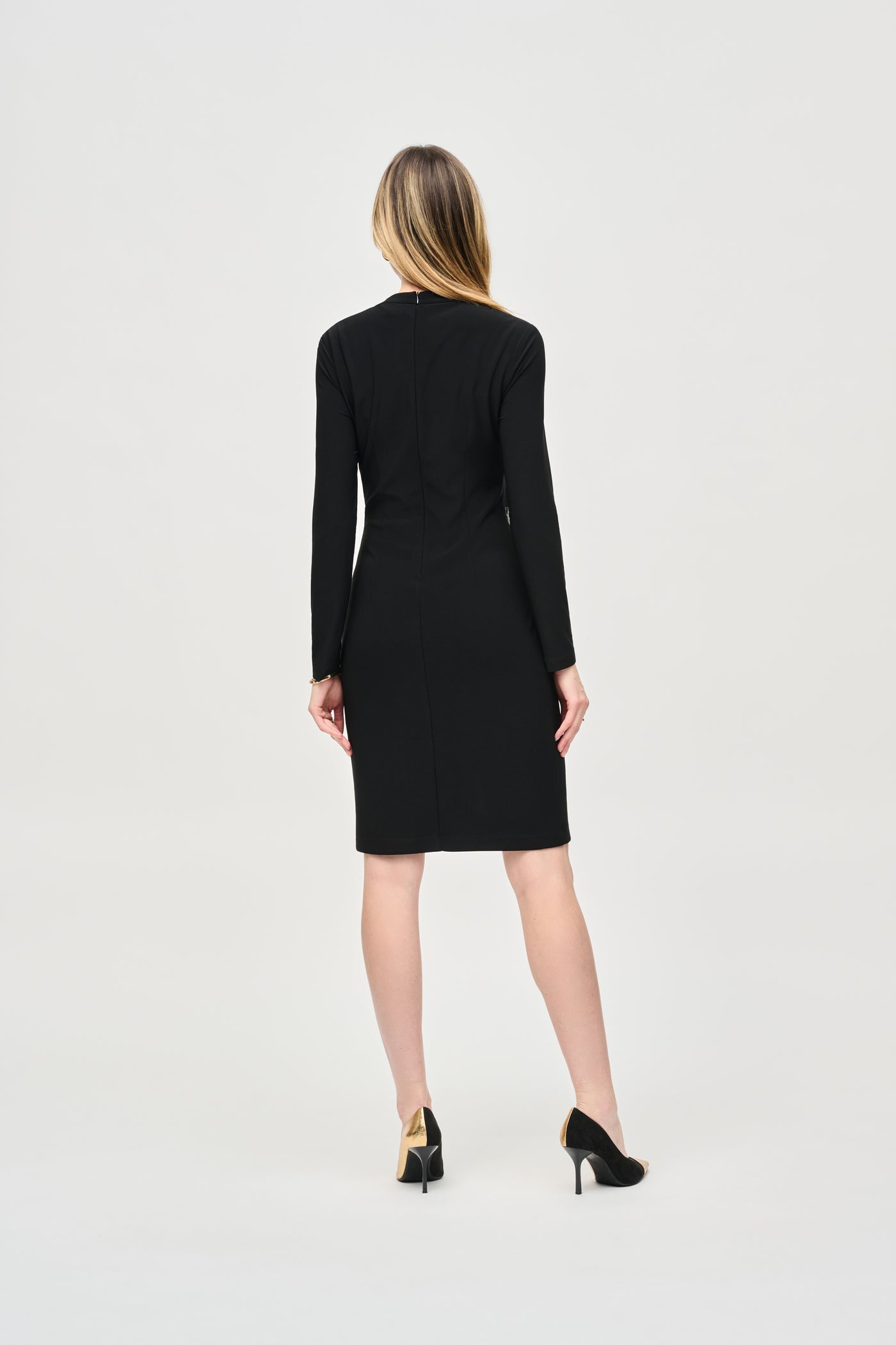 Silky Knit and Leatherette Sheath Dress Joseph Ribkoff