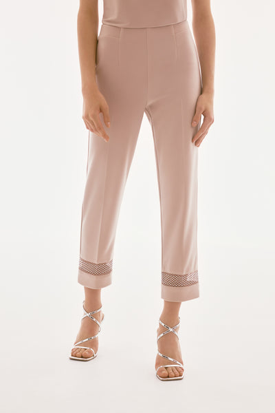 SIlky Knit And Rhinestone Mesh Pants Joseph Ribkoff