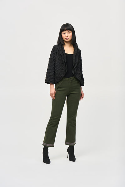 Denim Straight Pants With Frayed Hem Joseph Ribkoff