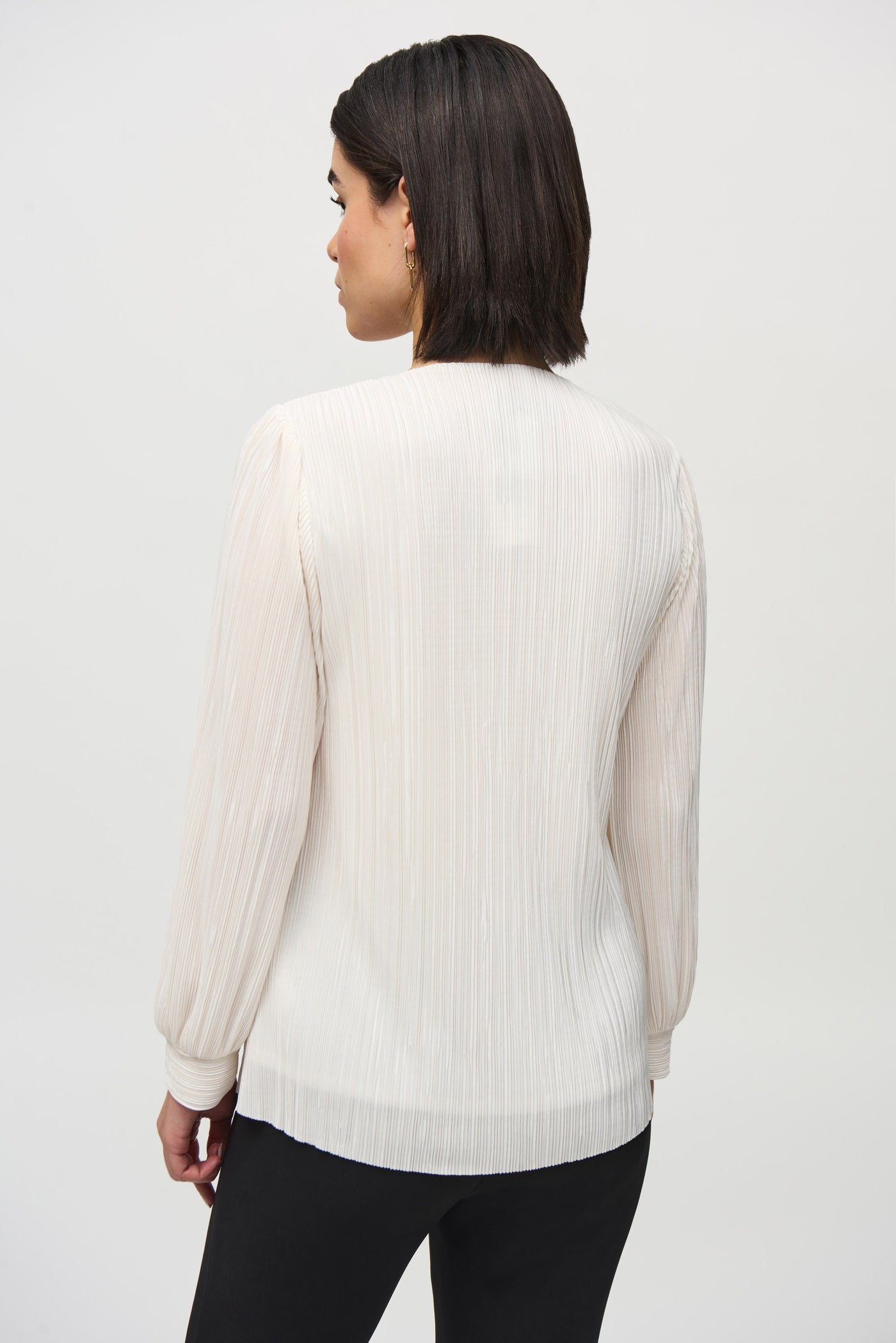 Pleated Knit Boxy V-Neck Top Joseph Ribkoff