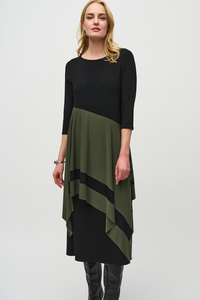 Silky Knit Colour Block Handkerchief Dress Joseph Ribkoff