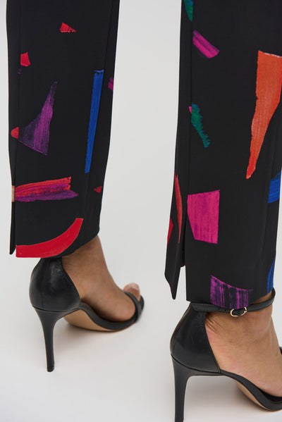 Silky Knit Abstract Print Straight Pants Joseph Ribkoff