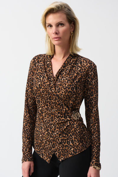 Silky Knit Animal Print Fitted Top Joseph Ribkoff