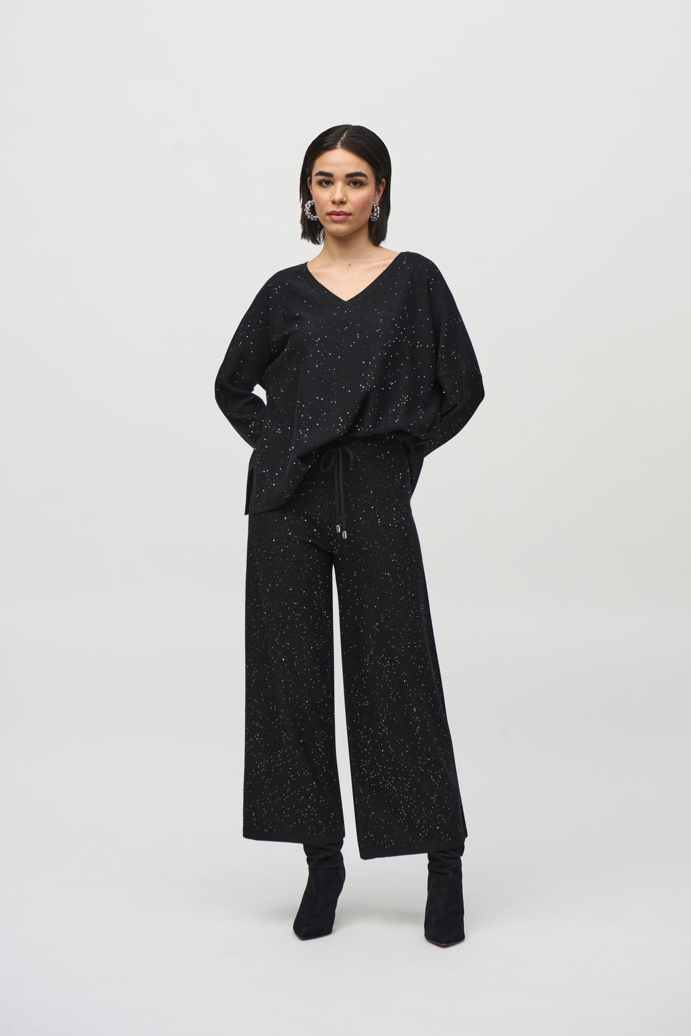 Sequined Sweater Knit Culotte Pants Joseph Ribkoff