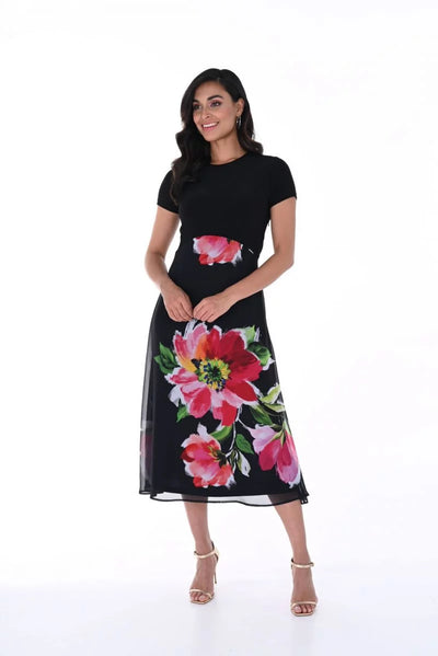 Frank Lyman Floral Chiffon Dress 