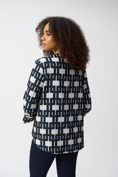 Geometric Jacquard Trapeze Jacket Joseph Ribkoff