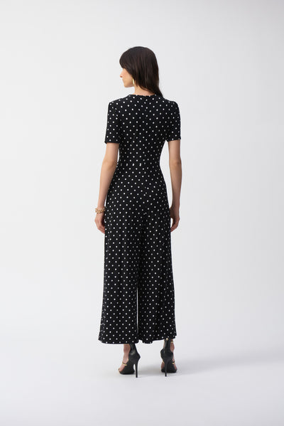 Silky Knit Dot Print Wrap Culotte Jumpsuit Joseph Ribkoff