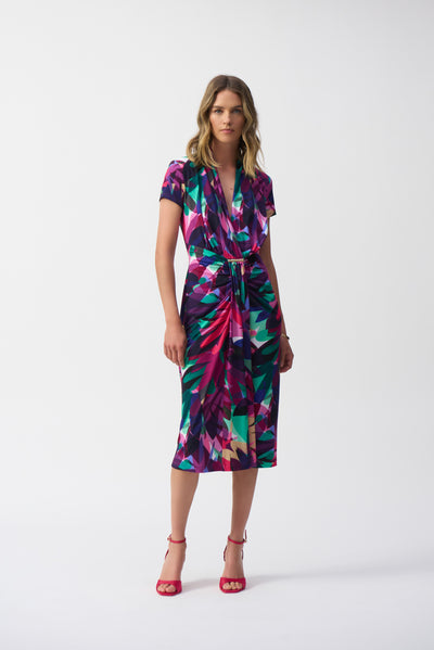 Silky Knit Tropical Print Wrap Dress Joseph Ribkoff