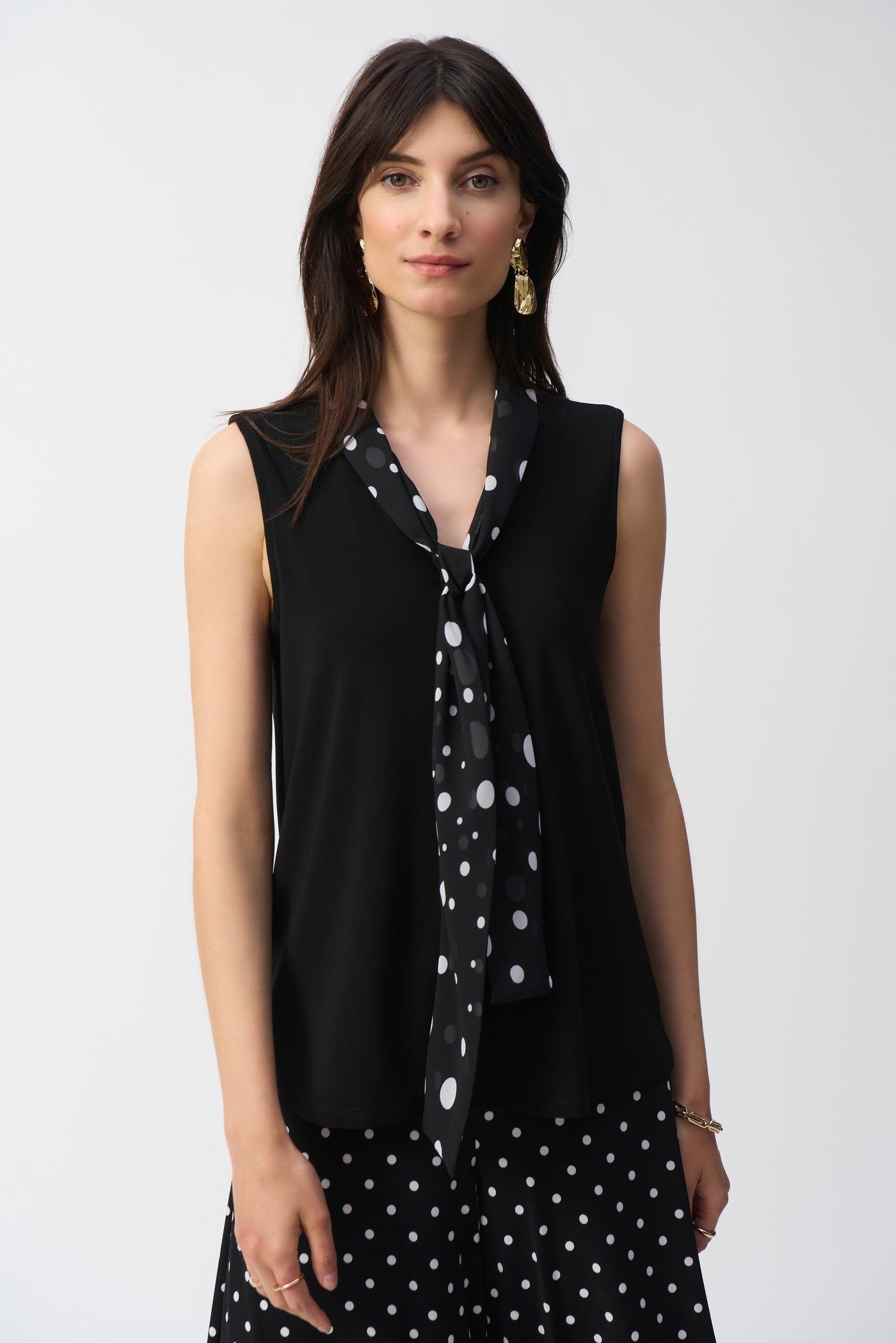 Silky Knit Top With Dot Tie Joseph Ribkoff