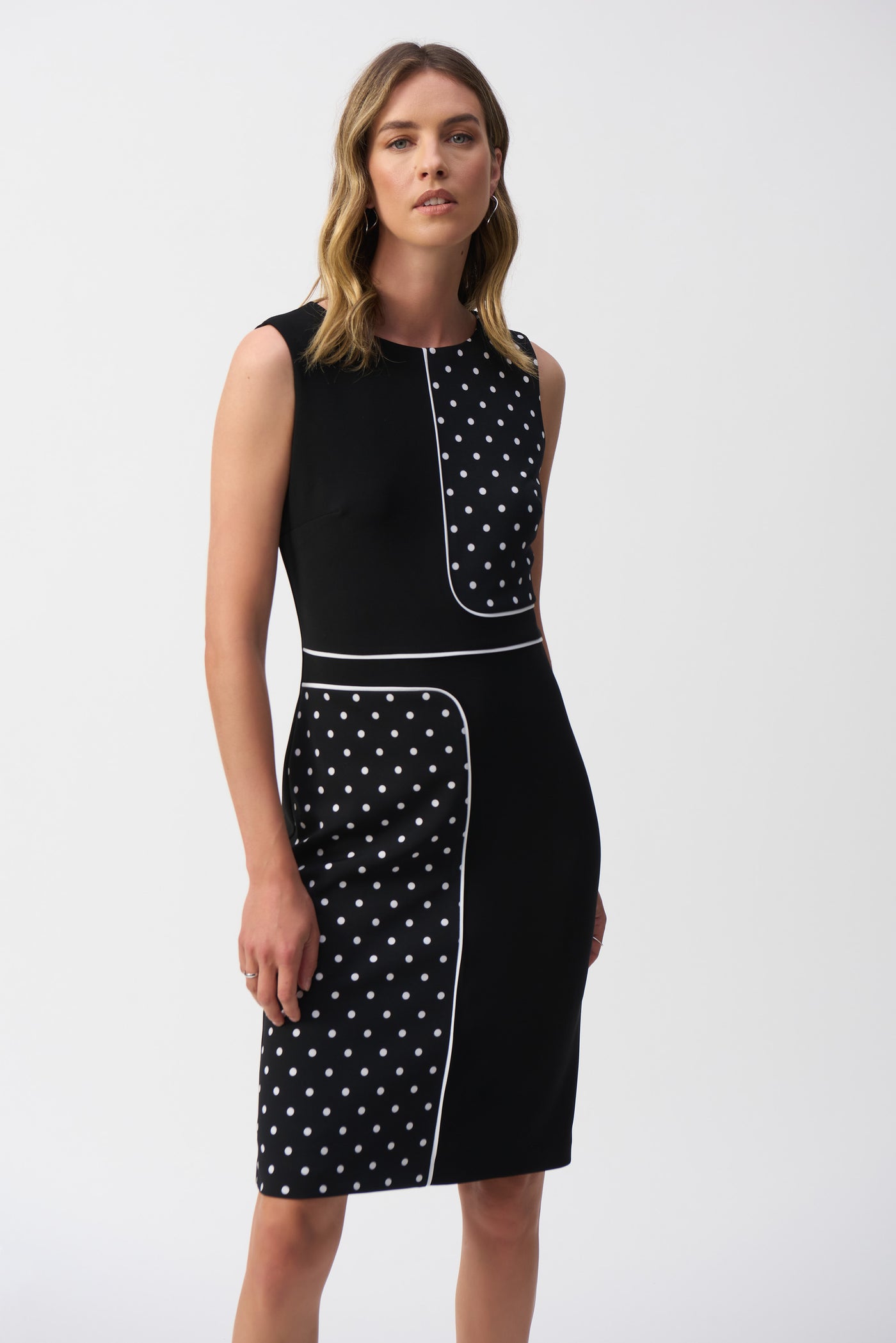 Silky Knit Dot Print Sleeveless Sheath Dress Joseph Ribkoff