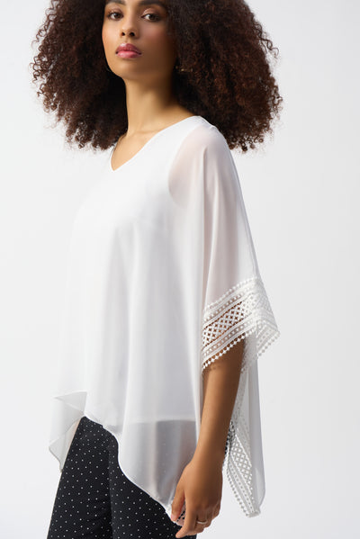 Chiffon And Silky Knit Poncho Top Joseph Ribkoff