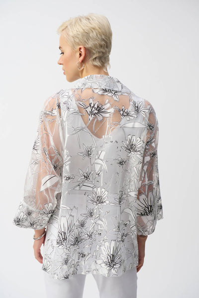 Organza Floral Print Boxy Cover-Up Joseph Ribkoff