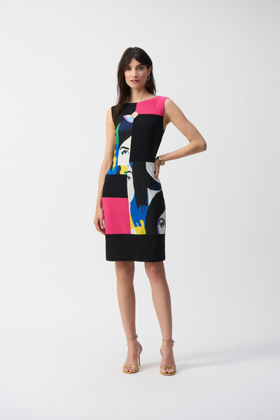 Silky Knit Color Block Sheath Dress Joseph Ribkoff