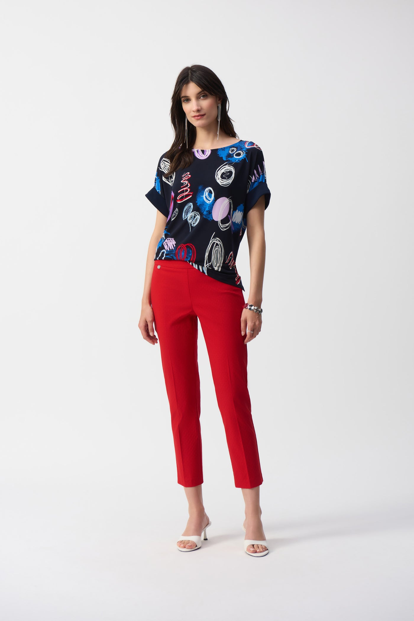 Textured Jacquard Crop Pull-On Pants Joseph Ribkoff