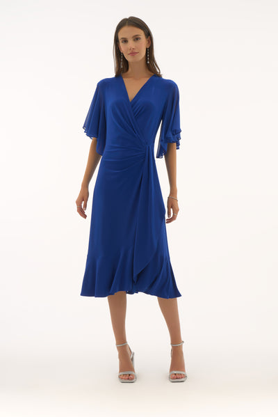 Silky Knit And Chiffon Flowy Wrap Dress Joseph Ribkoff