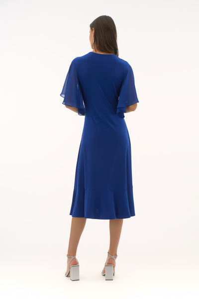 Silky Knit And Chiffon Flowy Wrap Dress Joseph Ribkoff