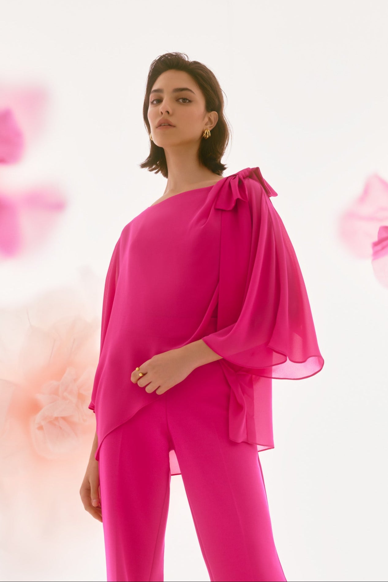 Signature Chiffon and Silky Knit Poncho Top Joseph Ribkoff