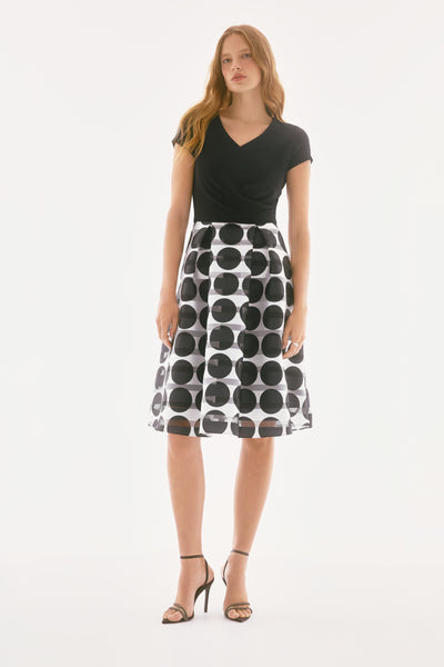 Signature Silky Knit And Novelty Dot Full Skirt Dress Joseph Ribkoff