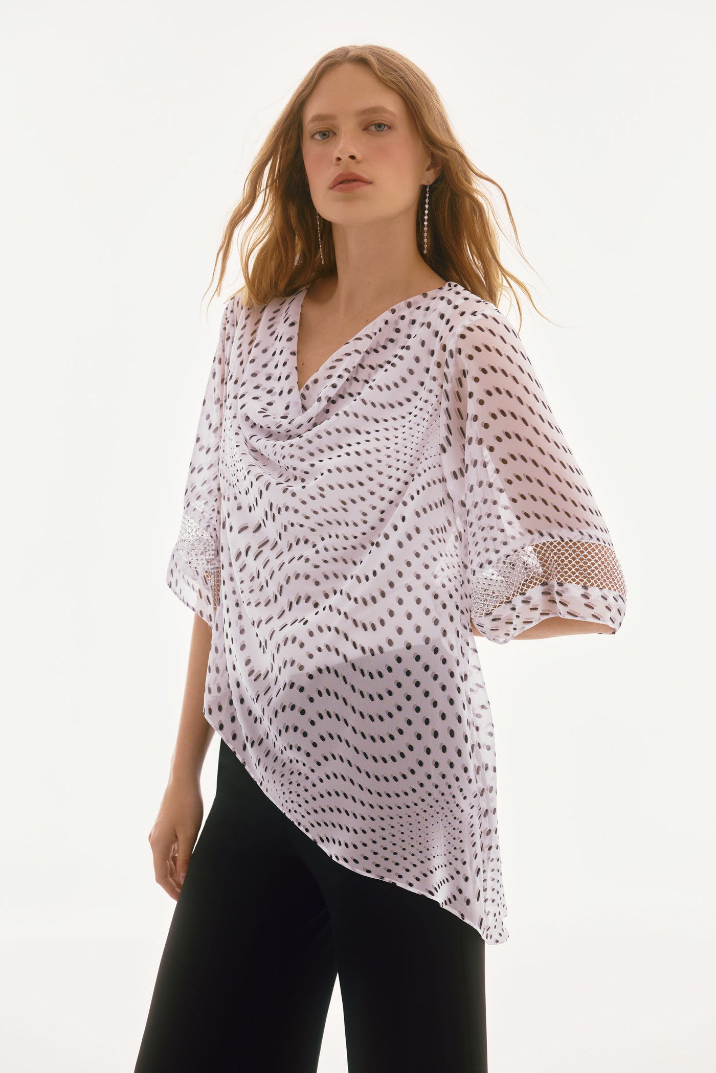 Signature Chiffon Dot Print Layered Top Joseph Ribkoff