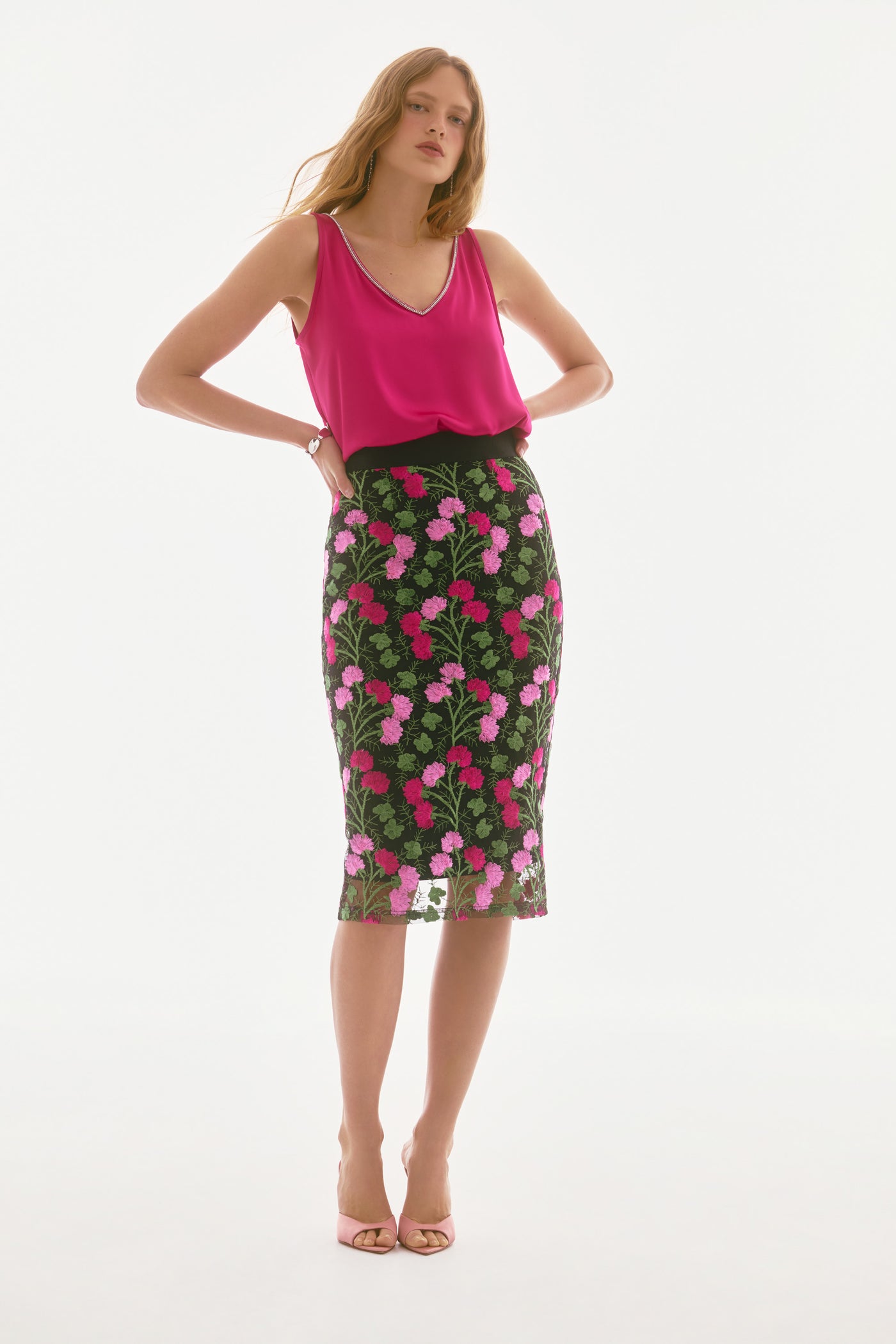 Novelty Floral Embroidered Pencil Skirt Joseph Ribkoff