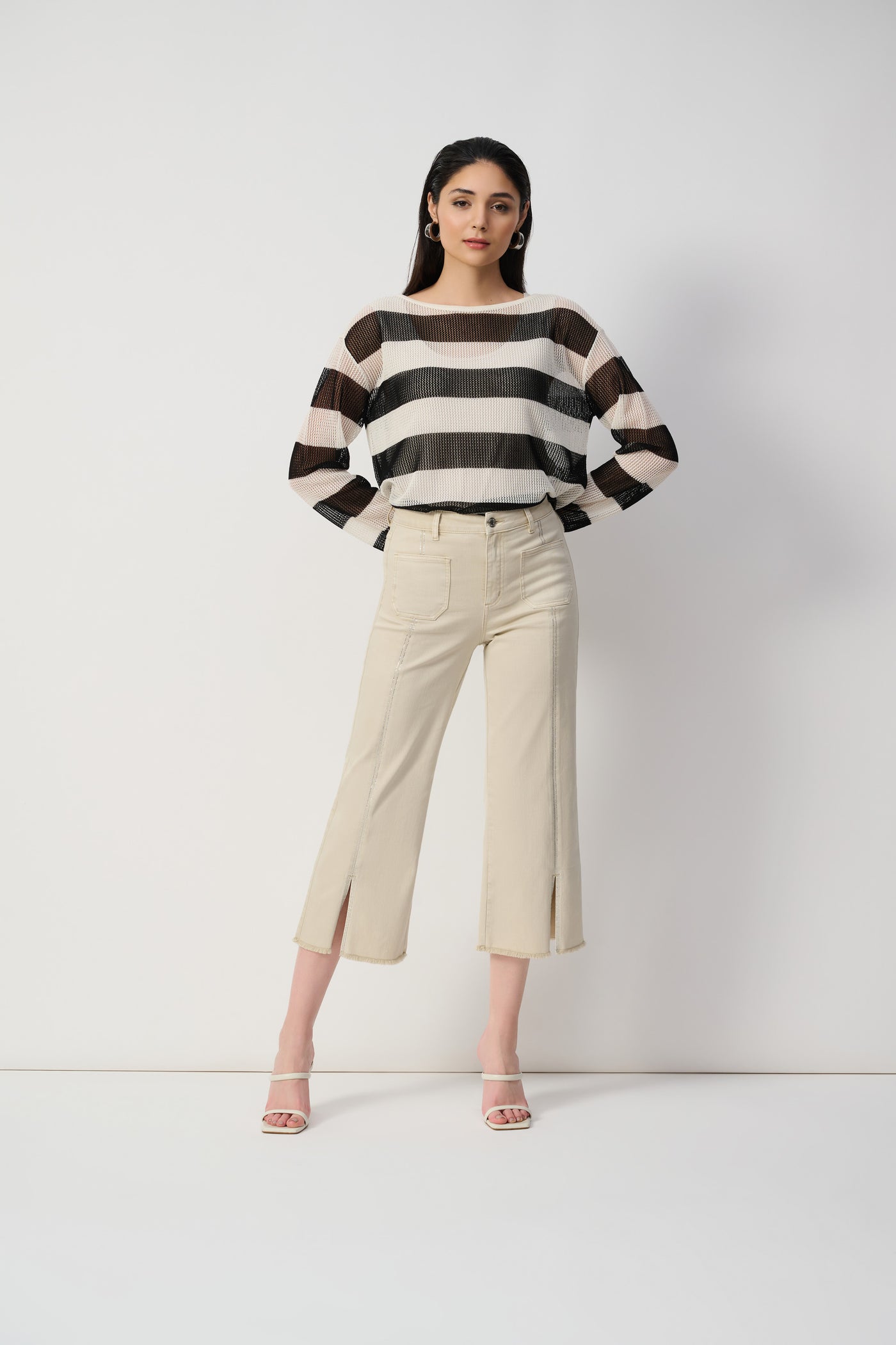 Culotte Jeans With Embellished Front Seam Joseph Ribkoff