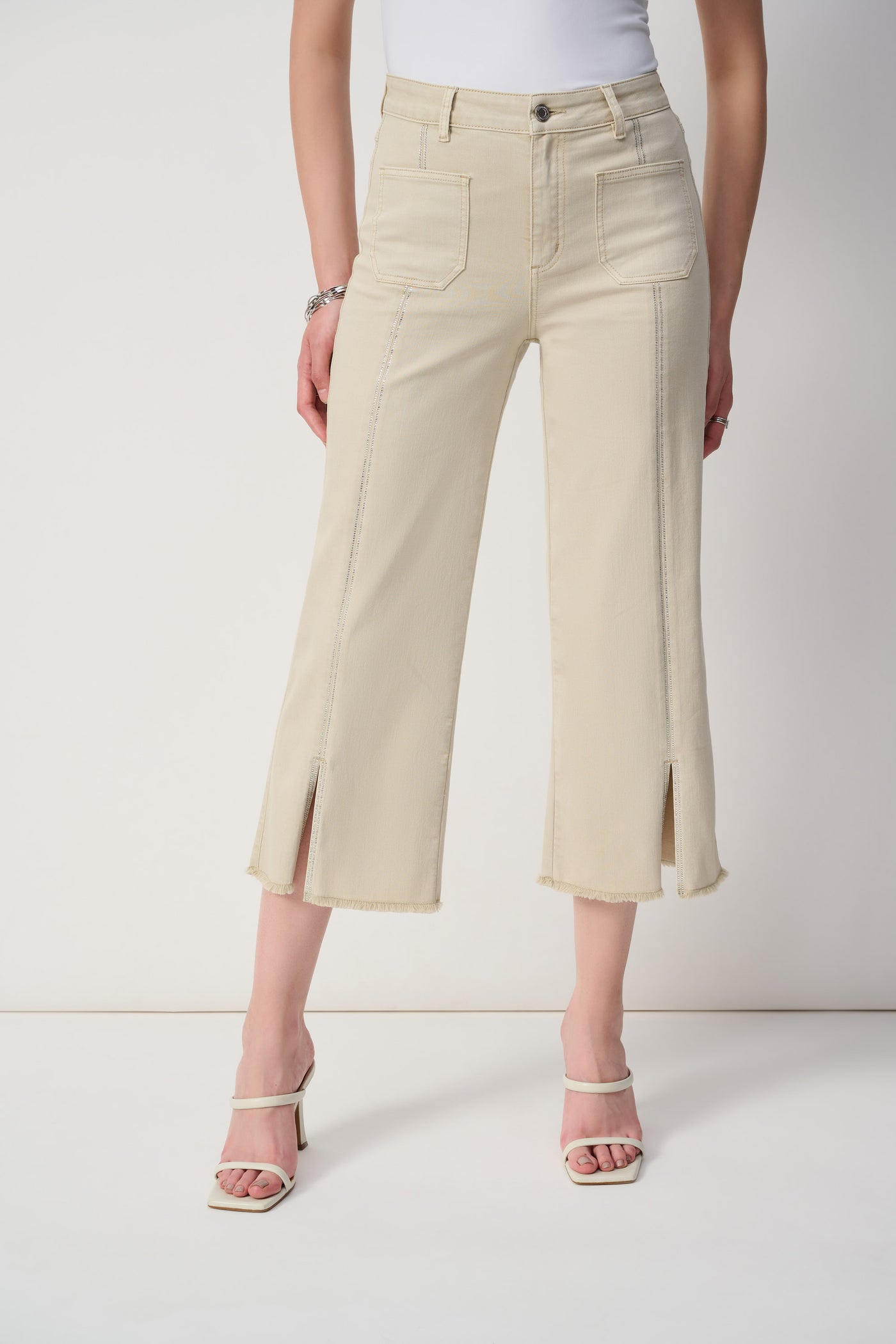 Culotte Jeans With Embellished Front Seam Joseph Ribkoff